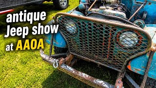 Antique Willys Jeeps on display