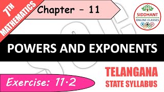 EXERCISE 11.2 | TS-CLASS 7TH-MATHS-CHAPTER 11-POWERS AND EXPONENTS||