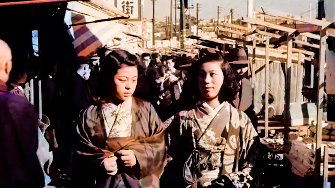 Tokyo, Japan Street scenes(late 1940s) in color 🫢 - AI Restored