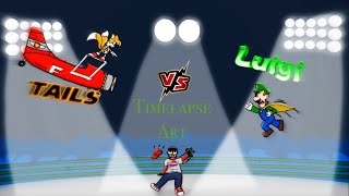 Timelapse Art: Luigi Vs Tails - Cartoon Beatbox Battles Drawing