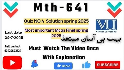 Mth641 Quiz 4 Most Important Mcqs Final term