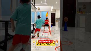 Partner Agility Circuit 🔥 Teamwork 💫 Fast Like Ninjas #shorts #speedandagility #ninja #exercises