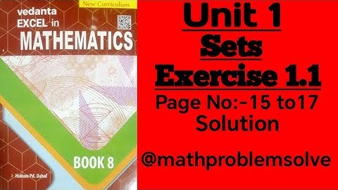 Class 8 math | Exercise 1.1(Sets) | Vedanta Excel in mathematics | solution | #maths#solution#solved