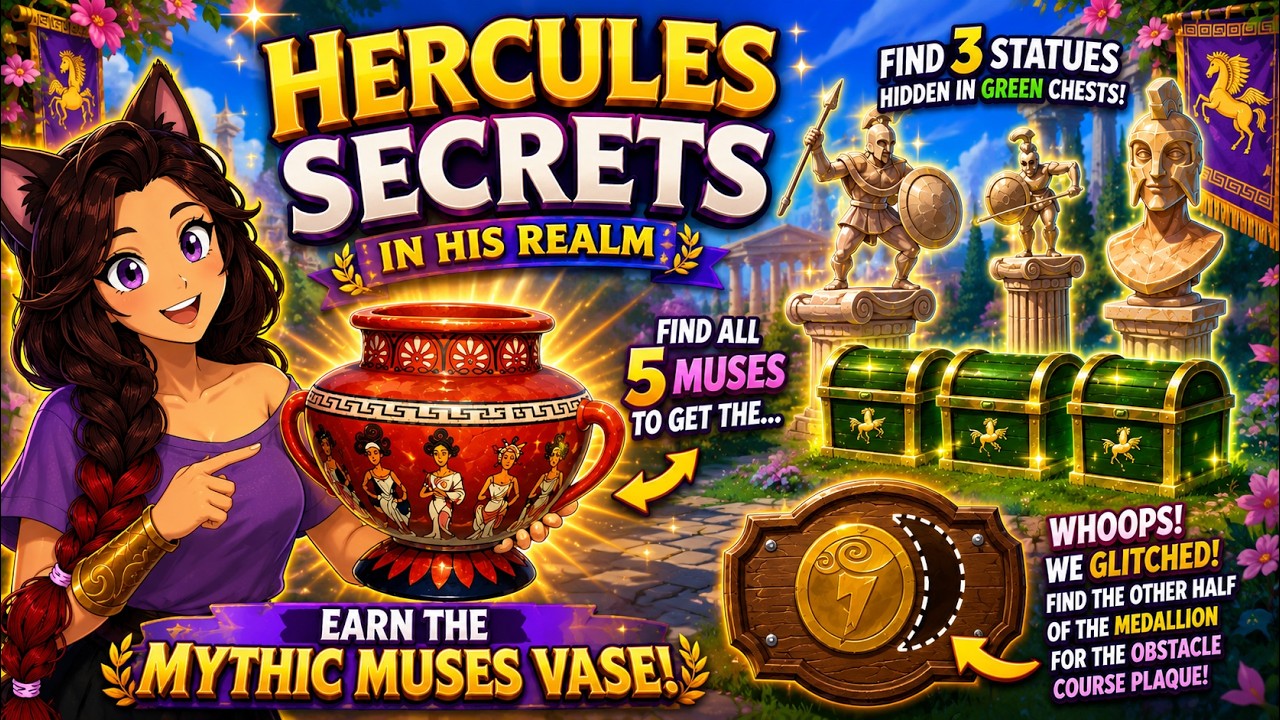 Hercules Realm SECRETS! All 5 Muses, Hidden Statues & The Missing Medallion! | #disney #ddv