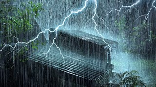 Beat Stress & Insomnia to Sleep Fast | Heavy Pouring Rain on Roof & Intense Thunder Sounds at Night