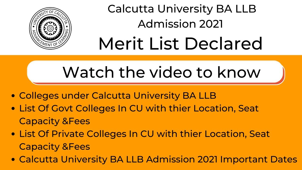 Calcutta University BA LLB Admission 2021 in Hindi , CU BA LLB ...