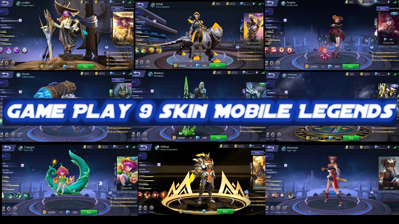 Gameplay 9 Skin Mobile legends new - YouTube
