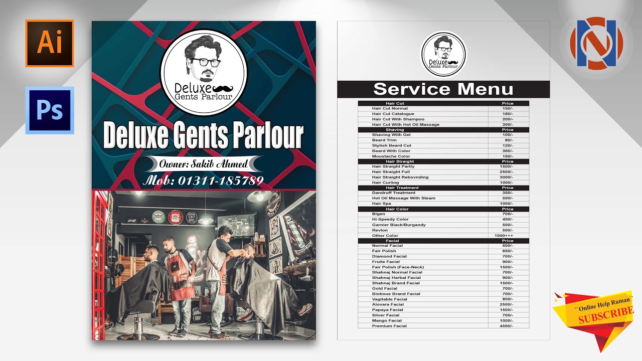 How to make Gent's Parlour banner design | Photoshop Tutorial | Online Help Ruman