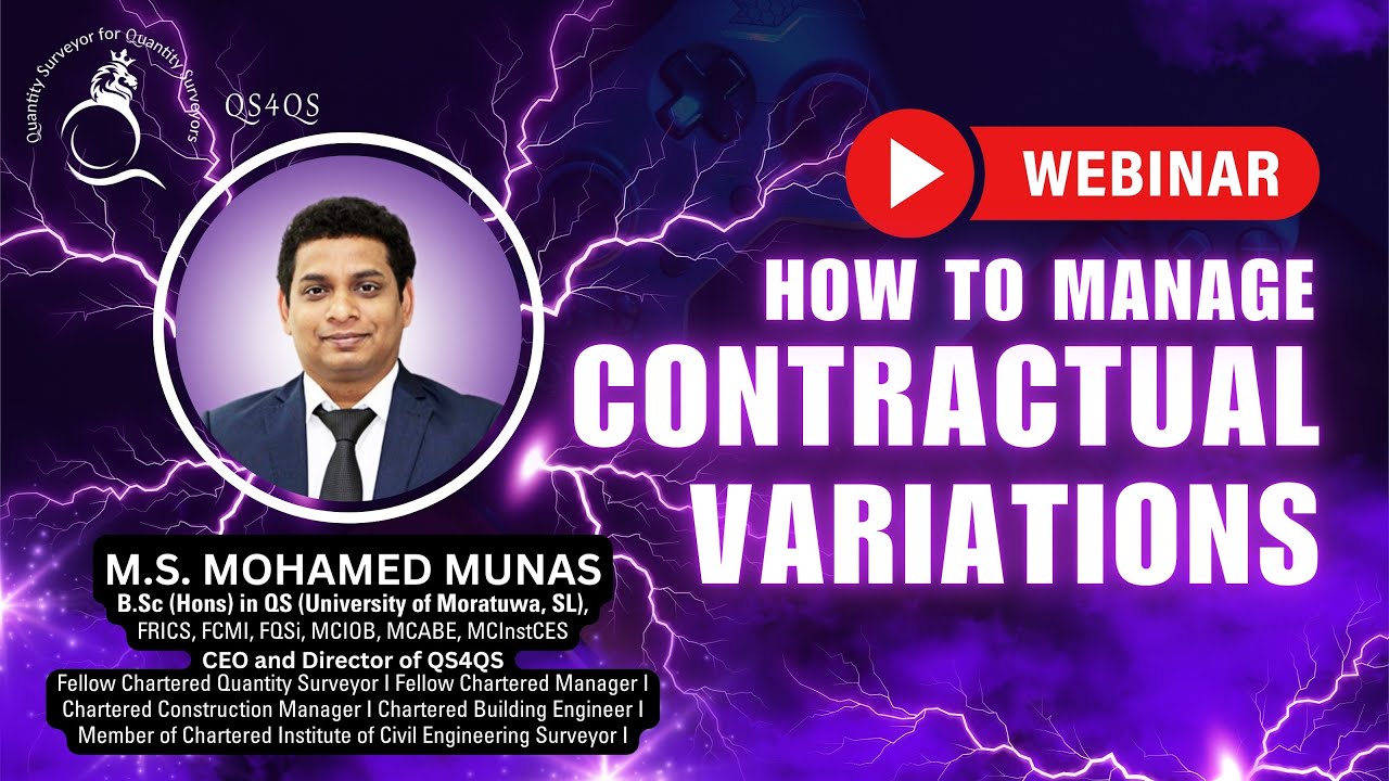 How to Manage Contractual Variations | Quantity Surveying Training | QS4QS