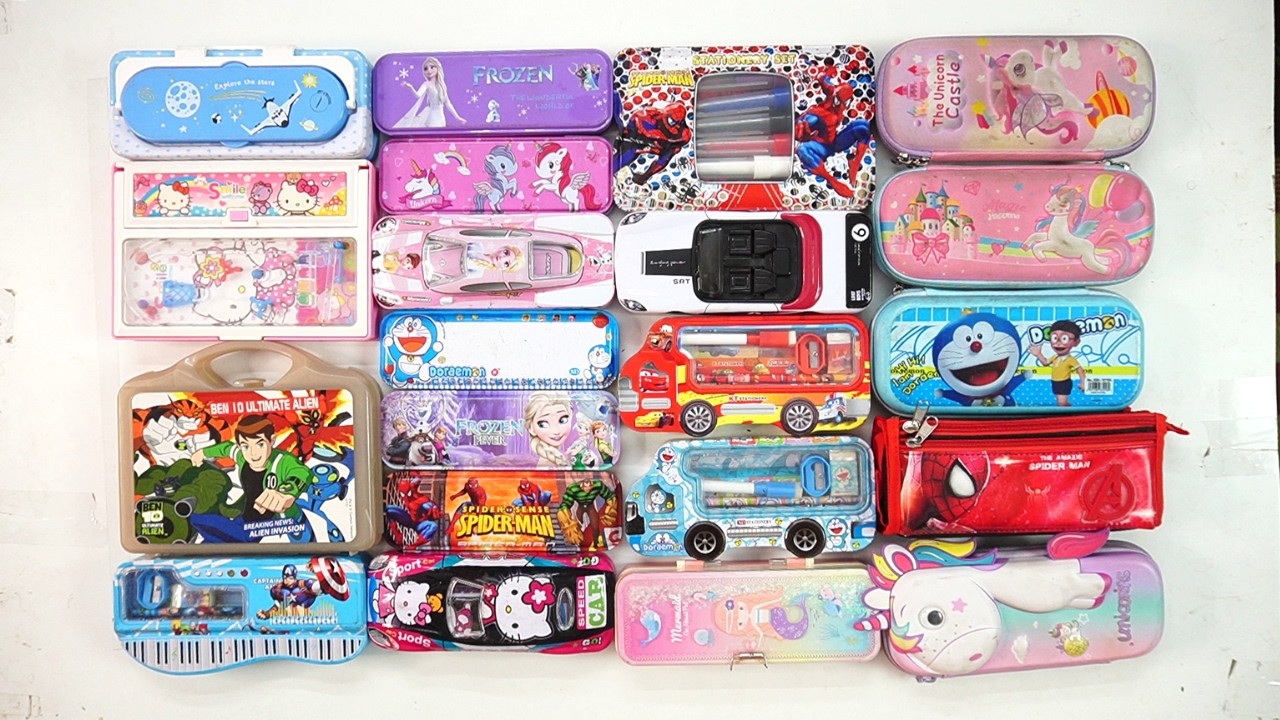 cute girls unicorn stationery collection 👋 geometry,unicorn,hello kitty,pencil box,sharpener,eraser