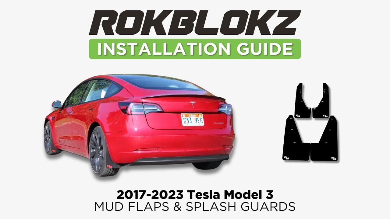 Rokblokz Mud flap install on the 2017-2023 Tesla model 3 - YouTube