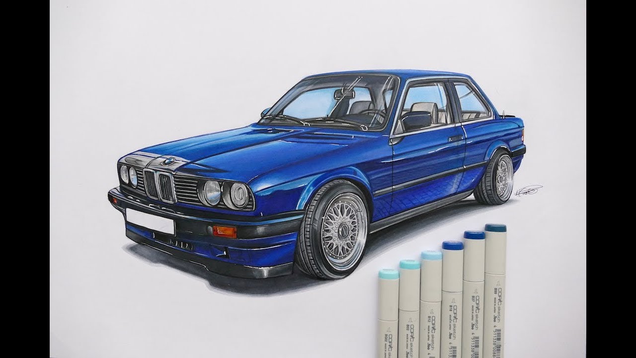 Como Desenhar e Colorir um Carro: Aula para Iniciantes (BMW E30) 