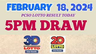 Lotto Result Today 5pm February 18, 2024 Swertres Ez2 PCSO#lotto