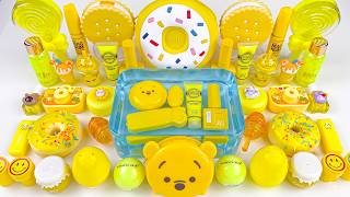Yellow Donut Slime 🍩💛 Satisfying Makeup Mixing Into Glossy Slime ASMR | Cute Honey Theme