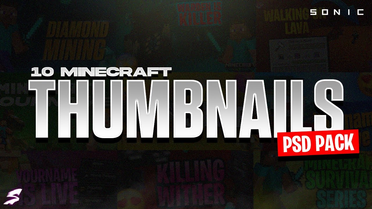 Minecraft Thumbnail PSD Pack🔥🔥 ! Minecraft Gfx Pack In Hindi 2022 | 10+ Minecraft Template By S0NIC