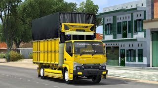 MOD BUSSID TRUCK CANTER || SHARE LIVERY POLOS KUNING TRUCK CANTER ONE TIME BAY ALIF || TRUK OLENG