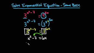 Solve Exponential Equation Same Base Results in Quadratic Net Worth