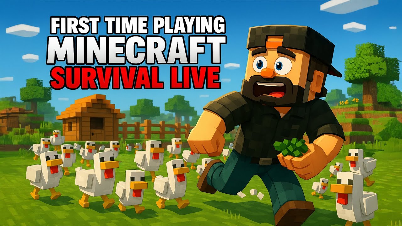 "FIRST TIME Playing Minecraft Survival 😱 | Can I Survive My First Night ...