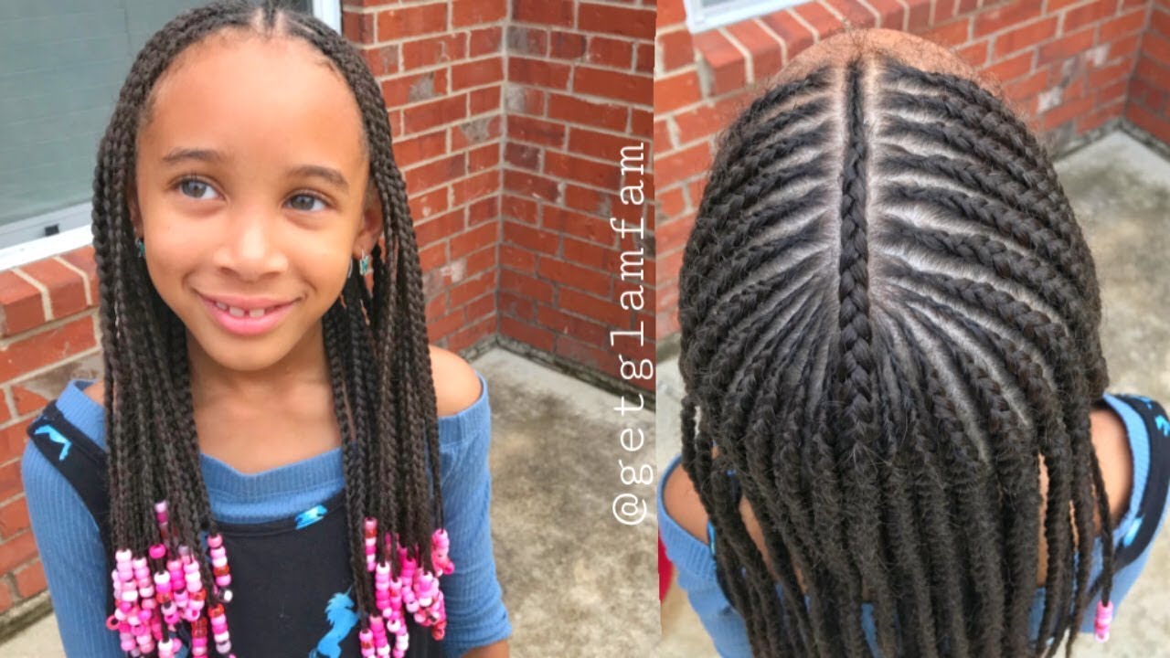 Cute kids braids with beads 