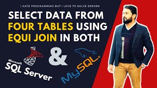 SELECT DATA FROM FOUR TABLES USING EQUI JOIN | IN SQL SERVER | MYSQL | IN HINDI | IN URDU