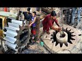 Incredible manufacturing process of huge industrial gear  production of biggest industrial gear