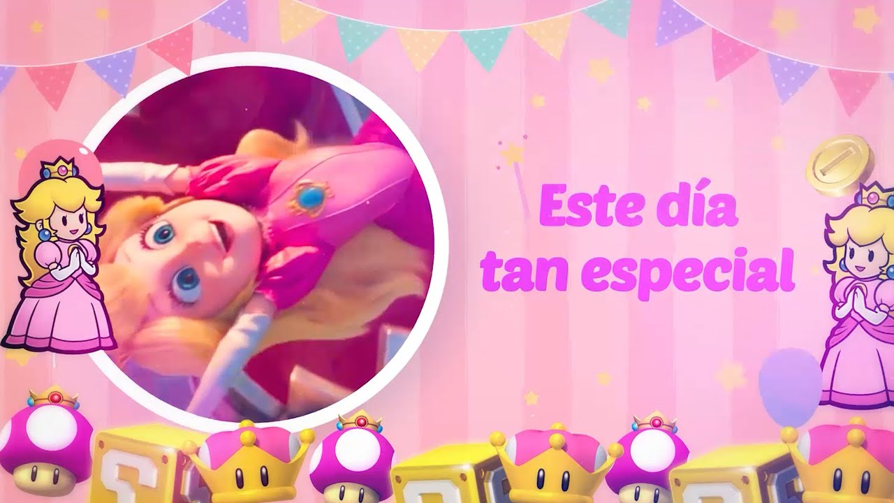 PRINCESA PEACH MARIO BROS TARJETA DE INVITACION DE CUMPLEAÑOS EN VIDEO
