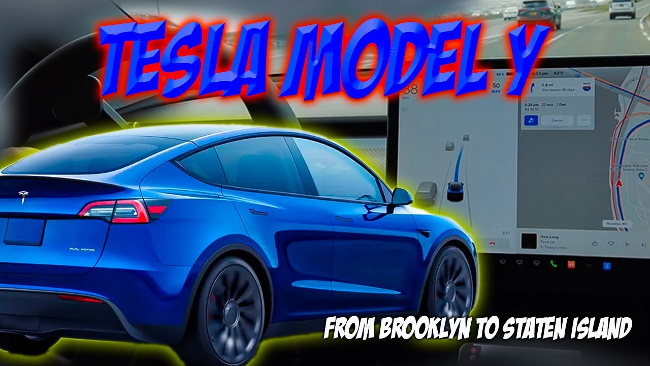 NYC Driving: Tesla Model Y Navigate on Autopilot. From Brooklyn to Staten Island.