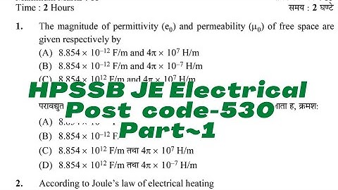 hpssb je electrical post code - 530. solved paper part 1