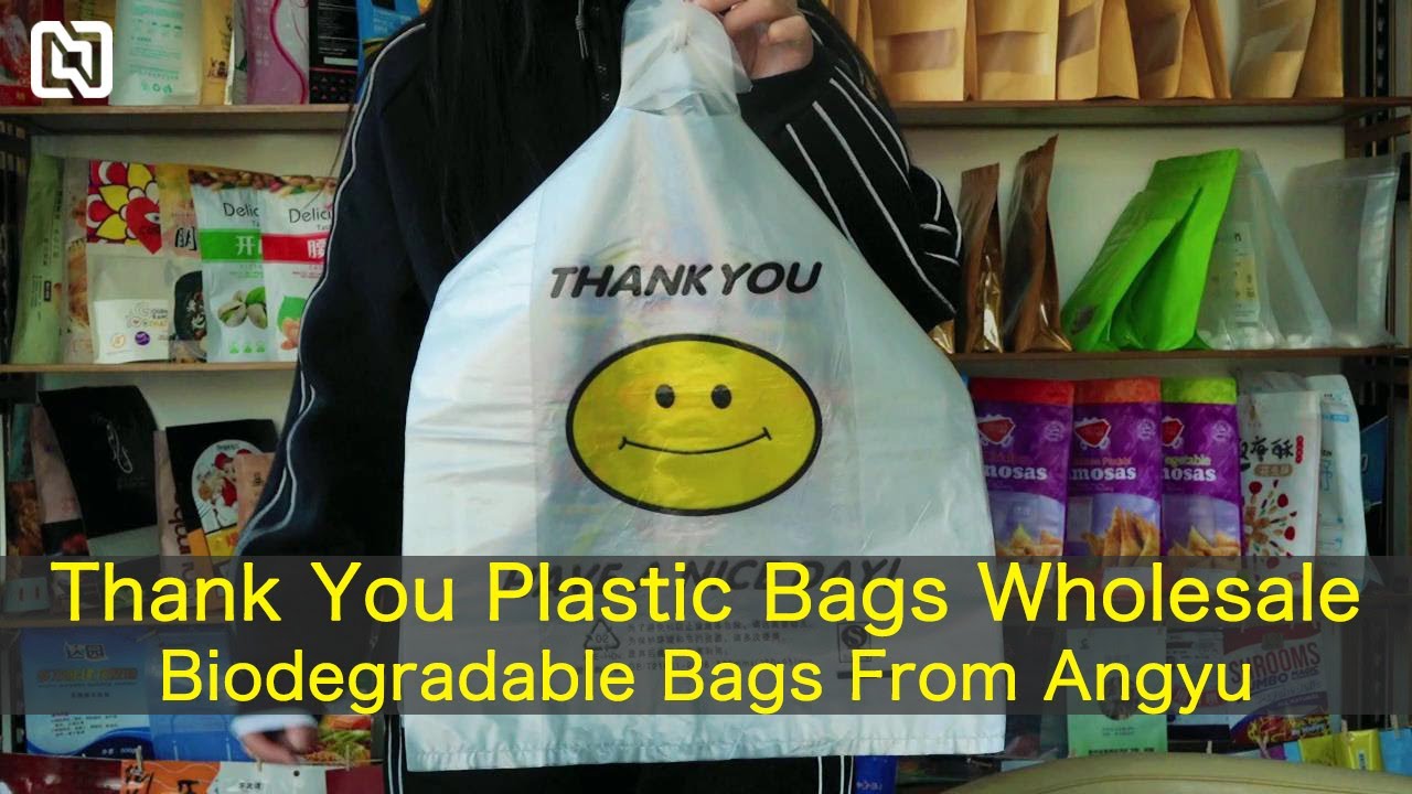 Plastic shopping bag, thank you plastic bags wholesale, biodegradable