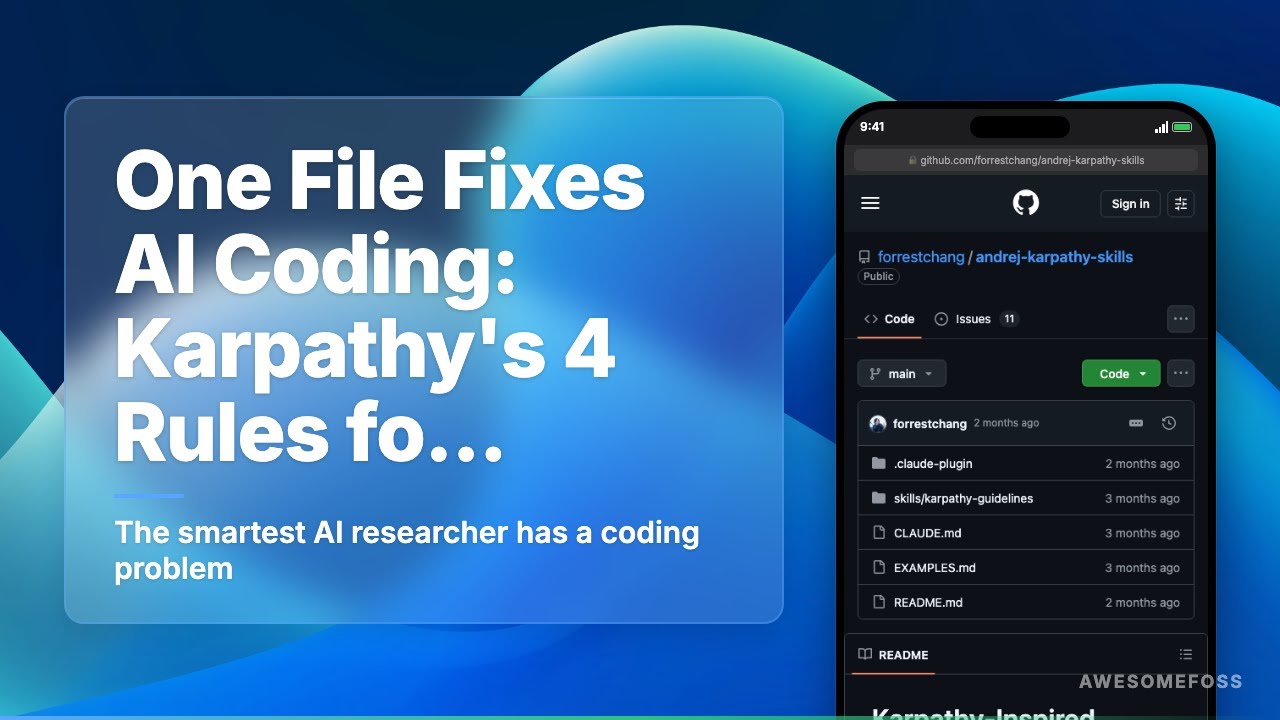One File Fixes AI Coding: Karpathy's 4 Rules for Claude Code - YouTube
