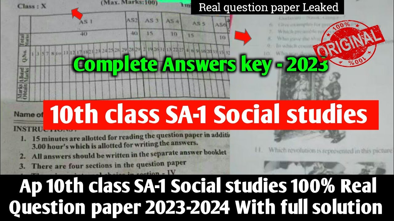 Ap 10th class Sa1 social studies question paper 2023-24 with answer ...
