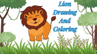 Drawing And Colouring In Lion | Cute Lion Drawing | Coloring Tutorial | Drawing Tutorial