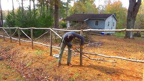 Off-Grid Bush-craft Fence Built Out Of Trees (Part 3)