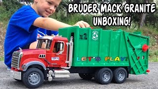 GARBAGE TRUCK Videos For Children l BRUDER Mack Granite UNBOXING And Review