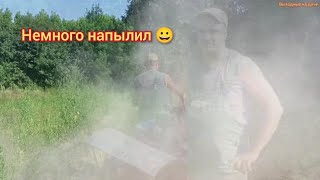 Скашиваю ботву картофеля мотоблоком Нева с мульчером.