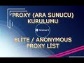 Windows 10 Proxy Kurulumu (Elite ve Anonymous Proxy List)