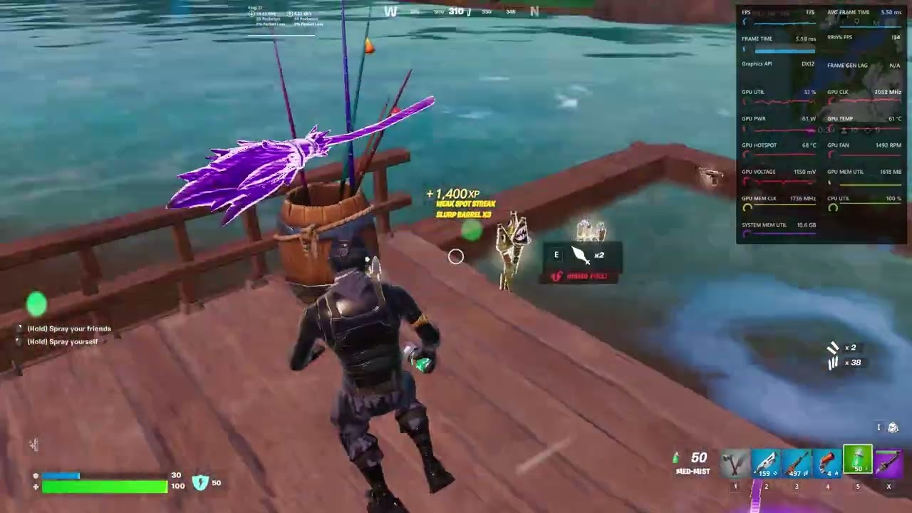 i5 8600k og rx 6600 testet på 1080p i Fortnite Perf og DX12, cs2, warthunder, 3Dmark