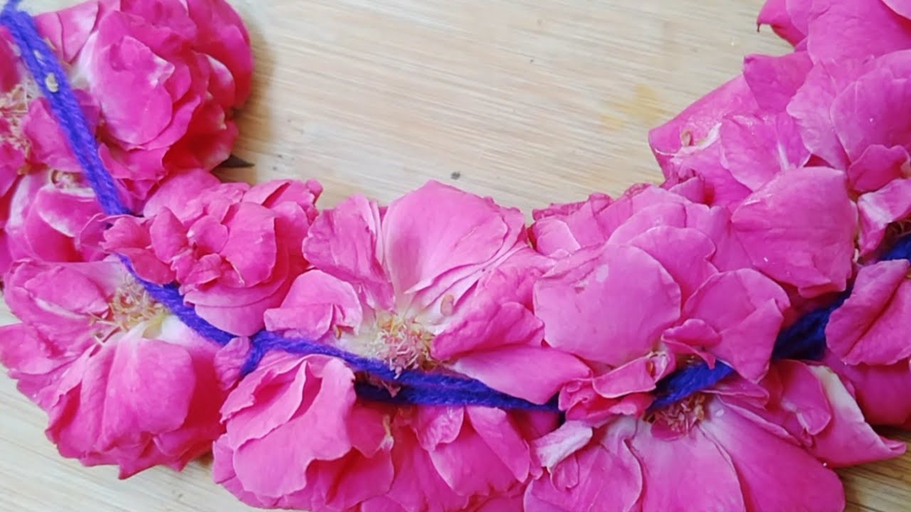 how to string paneer Rose garland veni/diy veni making/rose veni /easy ...