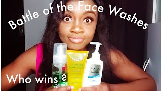OLAY CLEANSE VS TEE TREE FOAMING FACE WASH VS RADIANT GLOW BOTANICAL FACIAL WASH