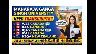 Maharaja Ganga Singh UniversityTranscript WESCanada,IQAS,ICES,ICAS NZQA 8427328156#weseca #wescanada