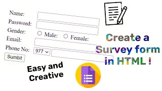 Create a Survey Form In Html │Easy And Working ! First Video