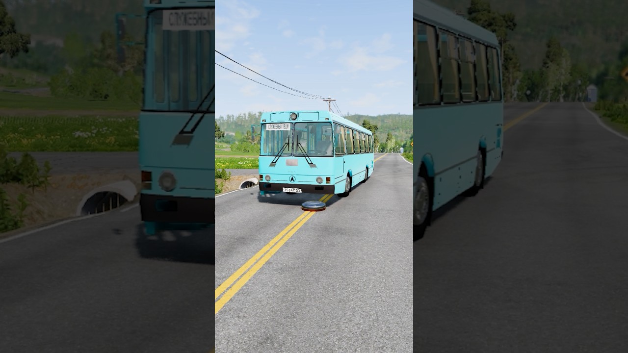 Old Buses Bollards Crash 