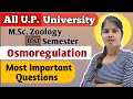 M.Sc. Zoology 1rst Semester || Important questions || OSMOREGULATION | MSc. Zoology