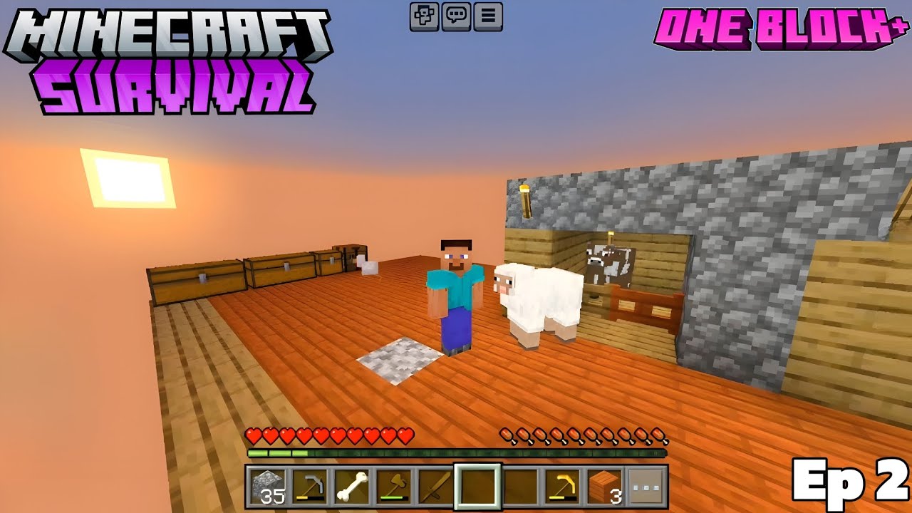 EPISODE 2 - ONE BLOCK SURVIVAL || THE CAVES || MINECRAFT - YouTube
