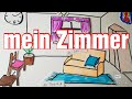Deutsch A1 Mein Zimmer. My room, моя комната. Möbel auf Deutsch.