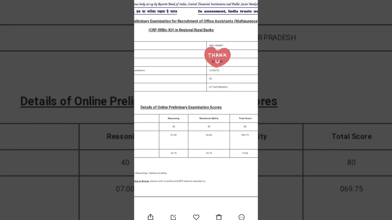 My RRB CLERK SCORECARD PRE 2023 || IBPS RRB ASSISTANT 2023