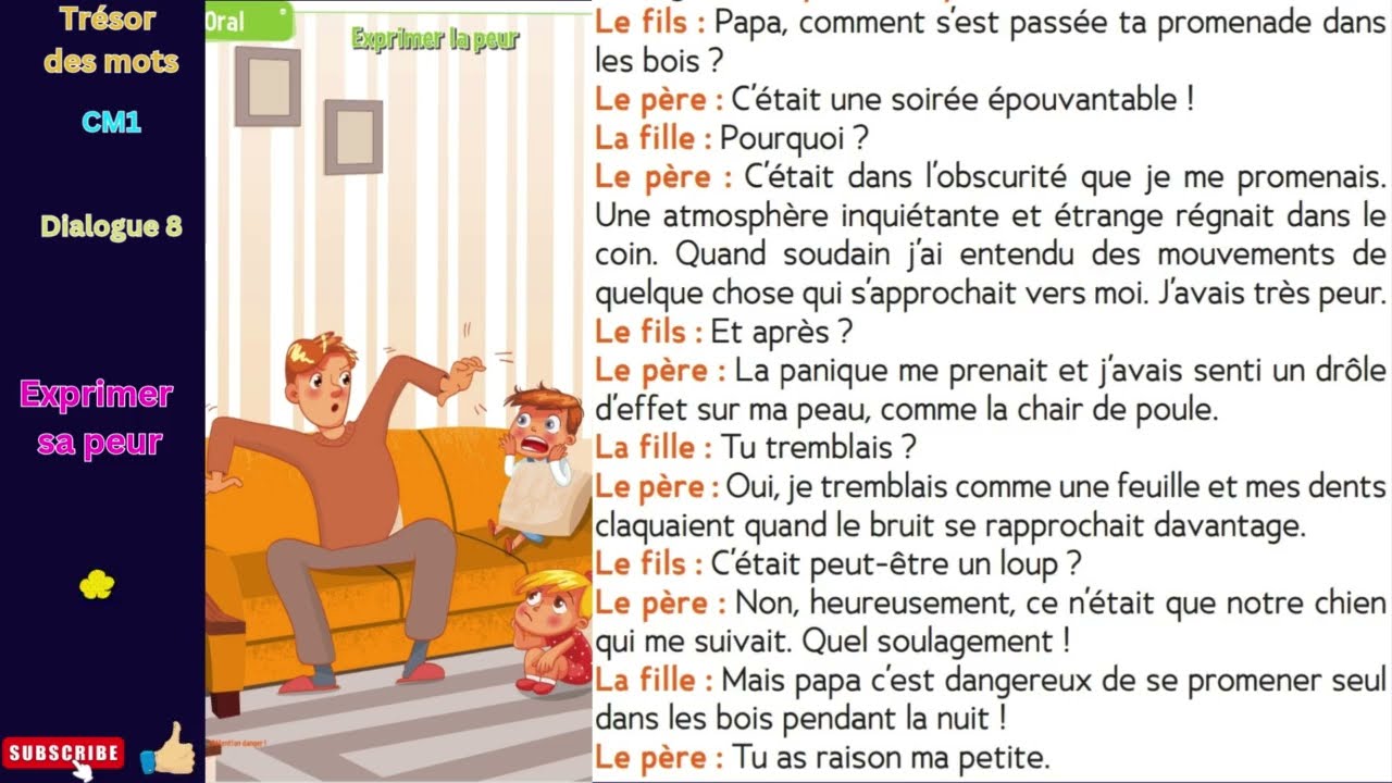 Trésor des mots l CM1 l Unité 4 l Dialogue 8 l Exprimer sa peur