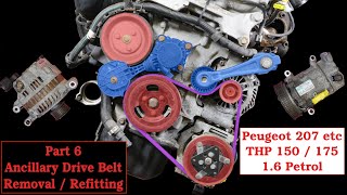 Part 6 - Replacing Auxiliary Drive Belt, remove Alternator & Air Con Pump on Peugeot Mini 1.6 EP6