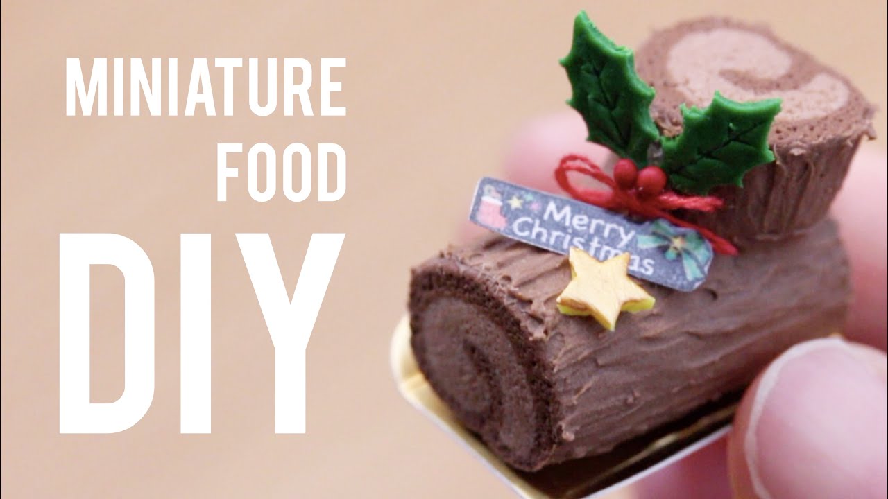 Miniature Food ＊bûche de Noël＊【アシェット】ブッシュ・ド・ノエルを作ってみる！【miniature】Fake Food