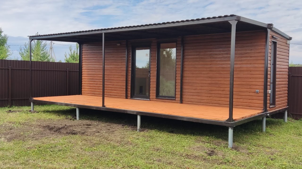 Баня с верандой Дачный домик Люкс вагончик бытовка блок контейнер металлический 8 метровый